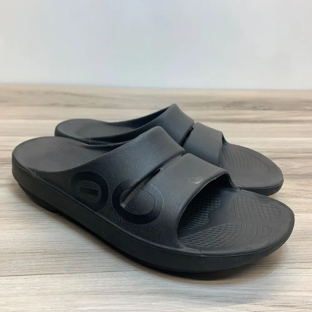 EUC OOFOS OOahh Recovery Sandals‎ Slide On Black Women's 13 Men's 11 EU 44